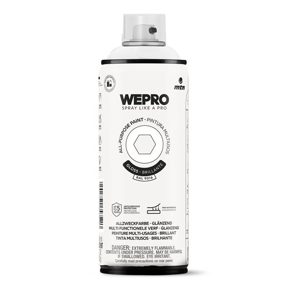 MTN WEPRO All-Purpose Spuitbus 400ml Hoogglans - RAL 9016