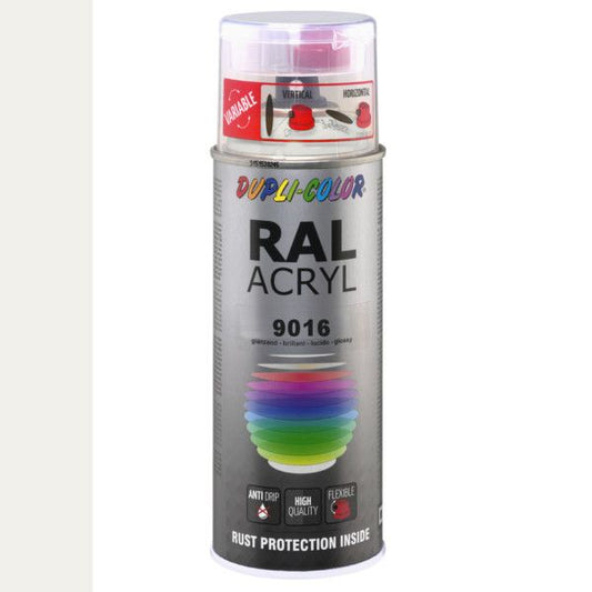 Dupli-Color spuitbus Acryl 400ml Hoogglans RAL 9016